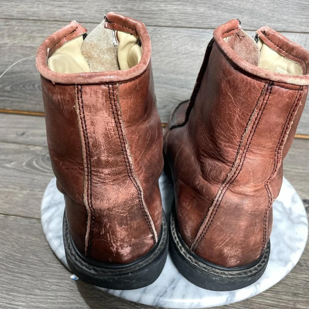 Double H Boots Mens 9.5 EEE Brown Leather Zip Up Ankle Insulated Stadium‎ Retro